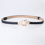 women's slim PU belt with round buckle, view 6 - MRSLM