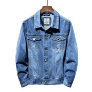 casual denim jacket with lapel collar - MRSLM