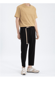 men's slim straight cropped trousers, view 4 - MRSLM