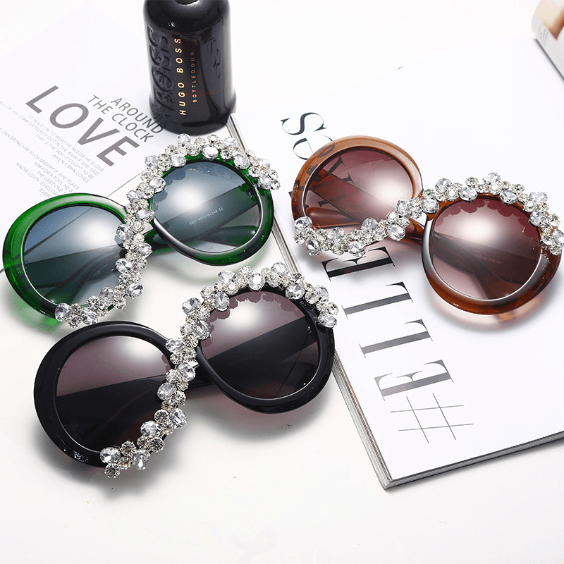 oversized round diamond sunglasses, view 5 - MRSLM