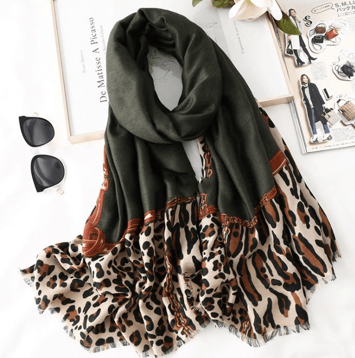 Men'S and Women'S Cotton Scarf Casual Leopard Print Long Gauze Scarf - MRSLM