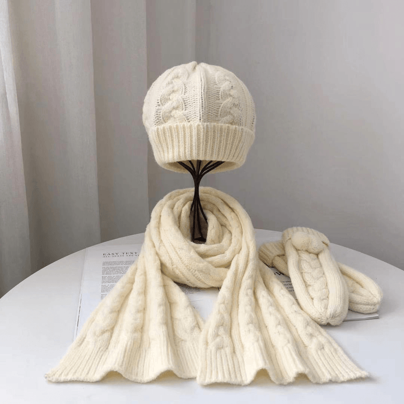 parent-child warm wool hat scarf glove set, view 11 - MRSLM
