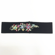 embroidered women's waist belt with flower buckle, view 4 - MRSLM