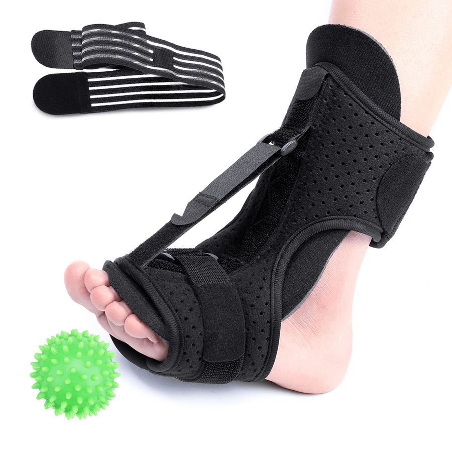 CHARMINER Plantar Fasciitis Night Splint Foot Drop Orthotic Brace with Sponge Fitness Ball Adjustable Elastic Dorsal Night Splint - MRSLM