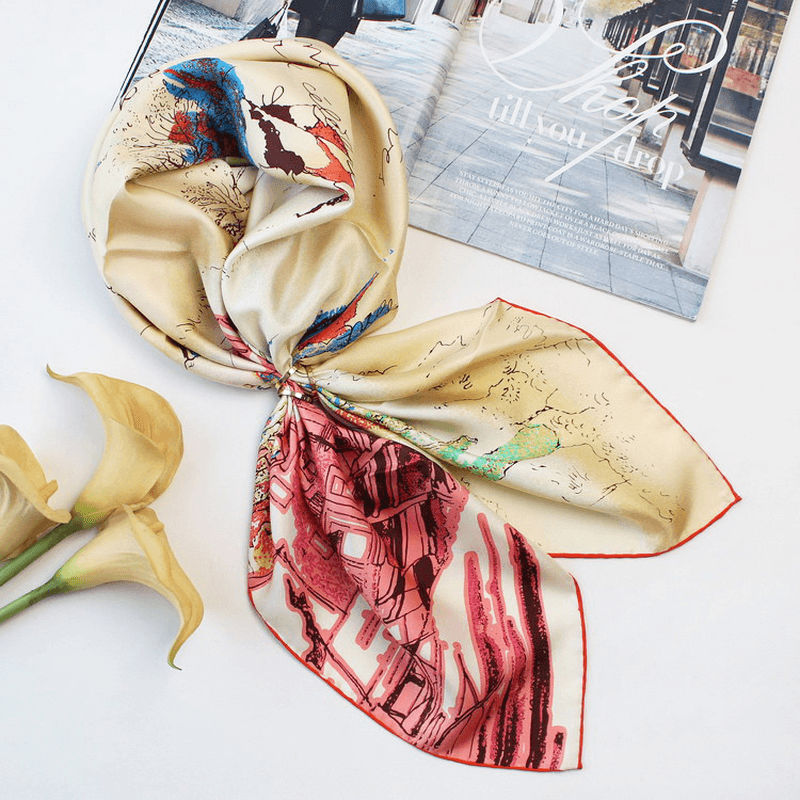 Women's silk twill square scarf - MRSLM