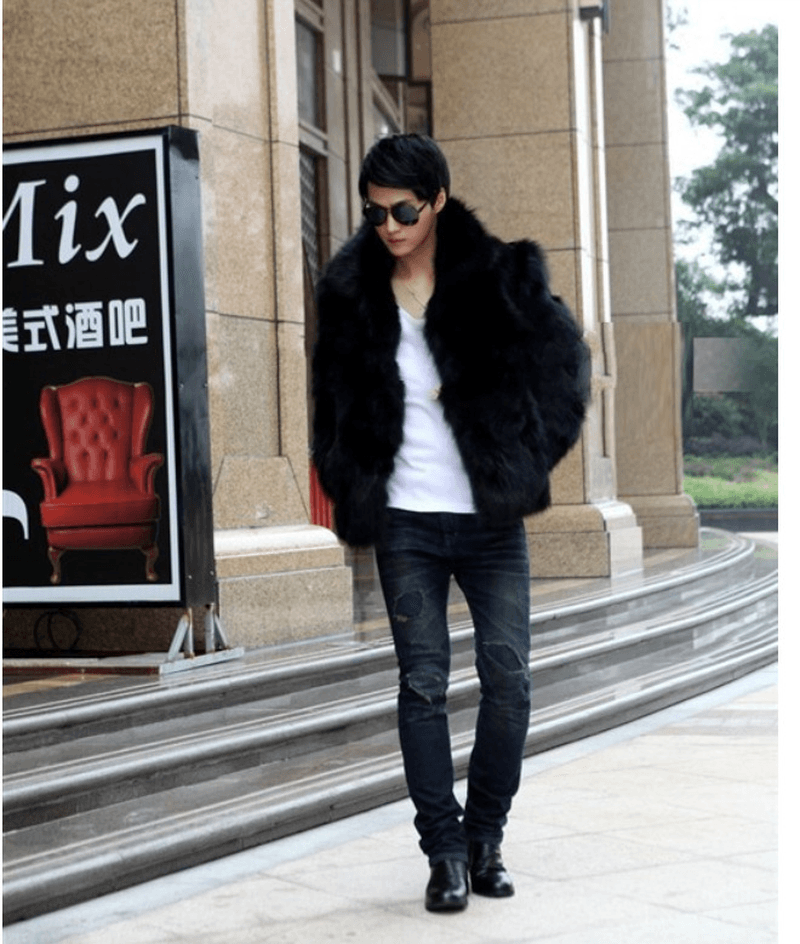 men's faux fur jacket, view 2 - MRSLM