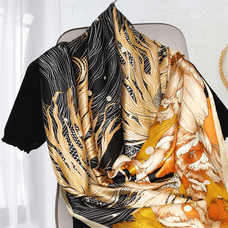 women's large faux silk scarf, view 12 - MRSLM