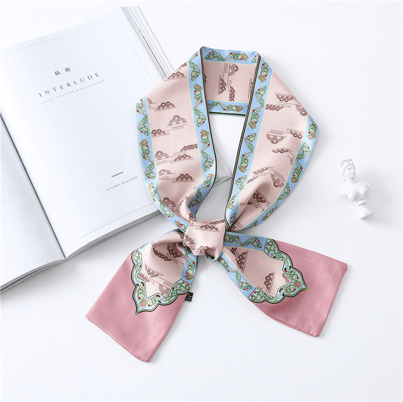 narrow long silk scarf, view 12 - MRSLM