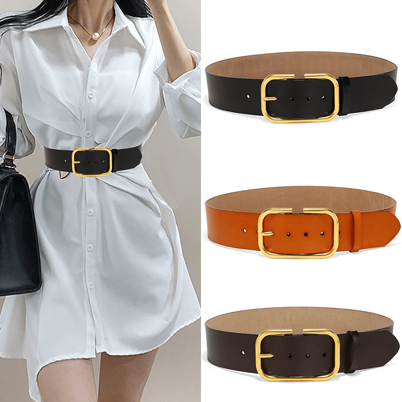 wide leather belt with large buckle - MRSLM