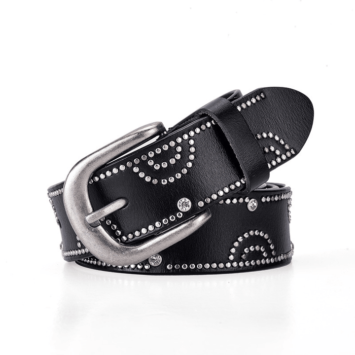 Girly Pants Belt with Rhinestone Inlaid Alloy Pin Buckle - MRSLM