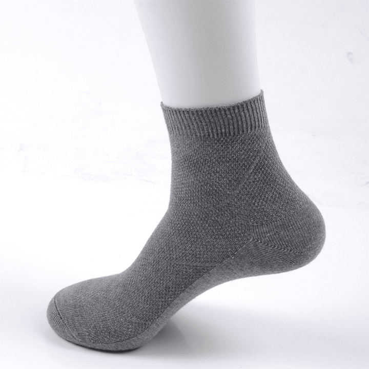 Mens Solid Color Cotton Mesh Breathable Business Casual Short Tube Socks - MRSLM