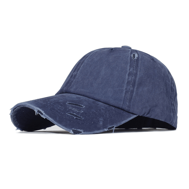 Hole in Cotton Washed Ponytail Baseball Cap - MRSLM