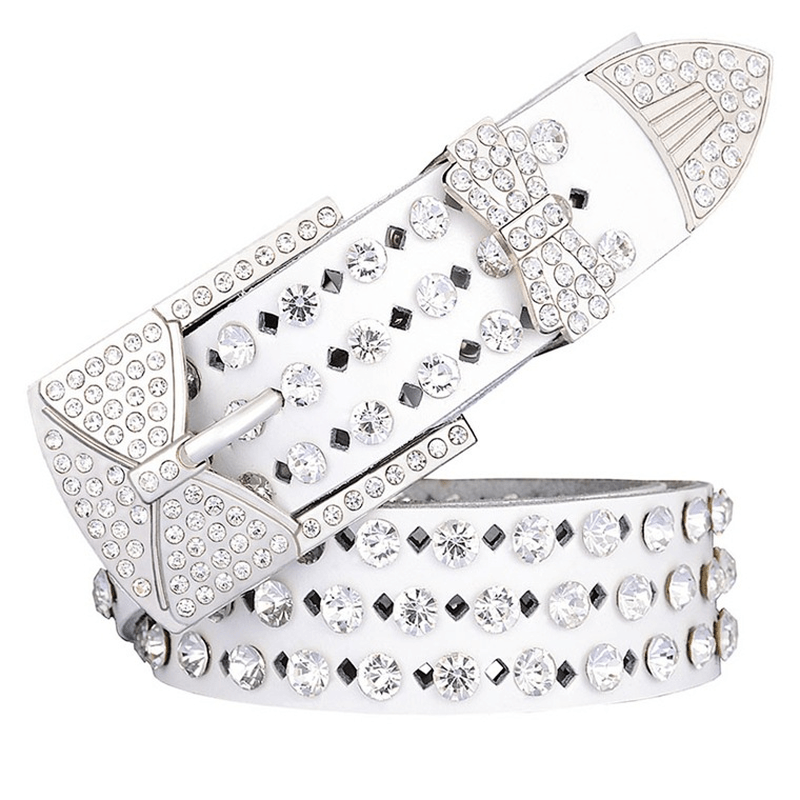 Women's cowhide rhinestone butterfly belt, view 7 - MRSLM