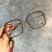 Korean square diamond-studded glasses, view 2 - MRSLM