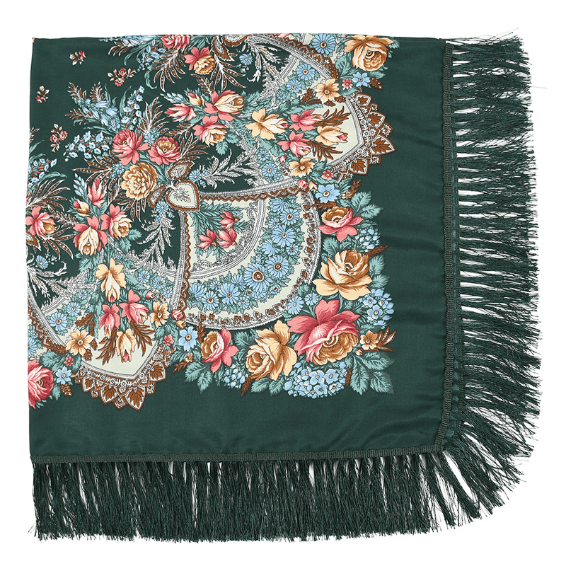 Printed fringed square shawl, view 18 - MRSLM