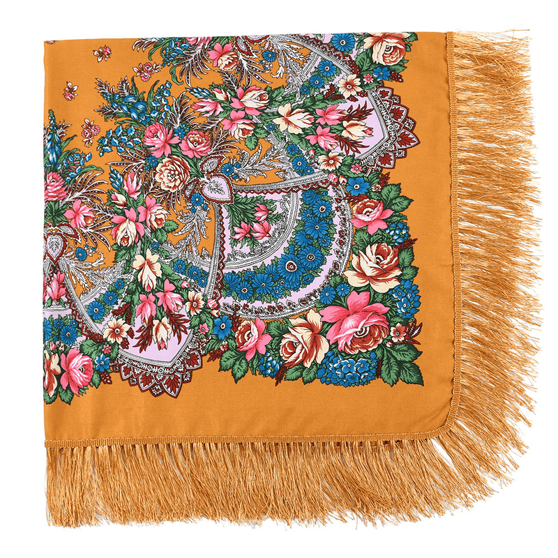 Printed fringed square shawl, view 11 - MRSLM