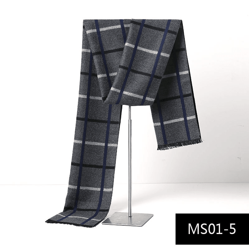 Men's plaid imitation cashmere scarf, view 5 - MRSLM