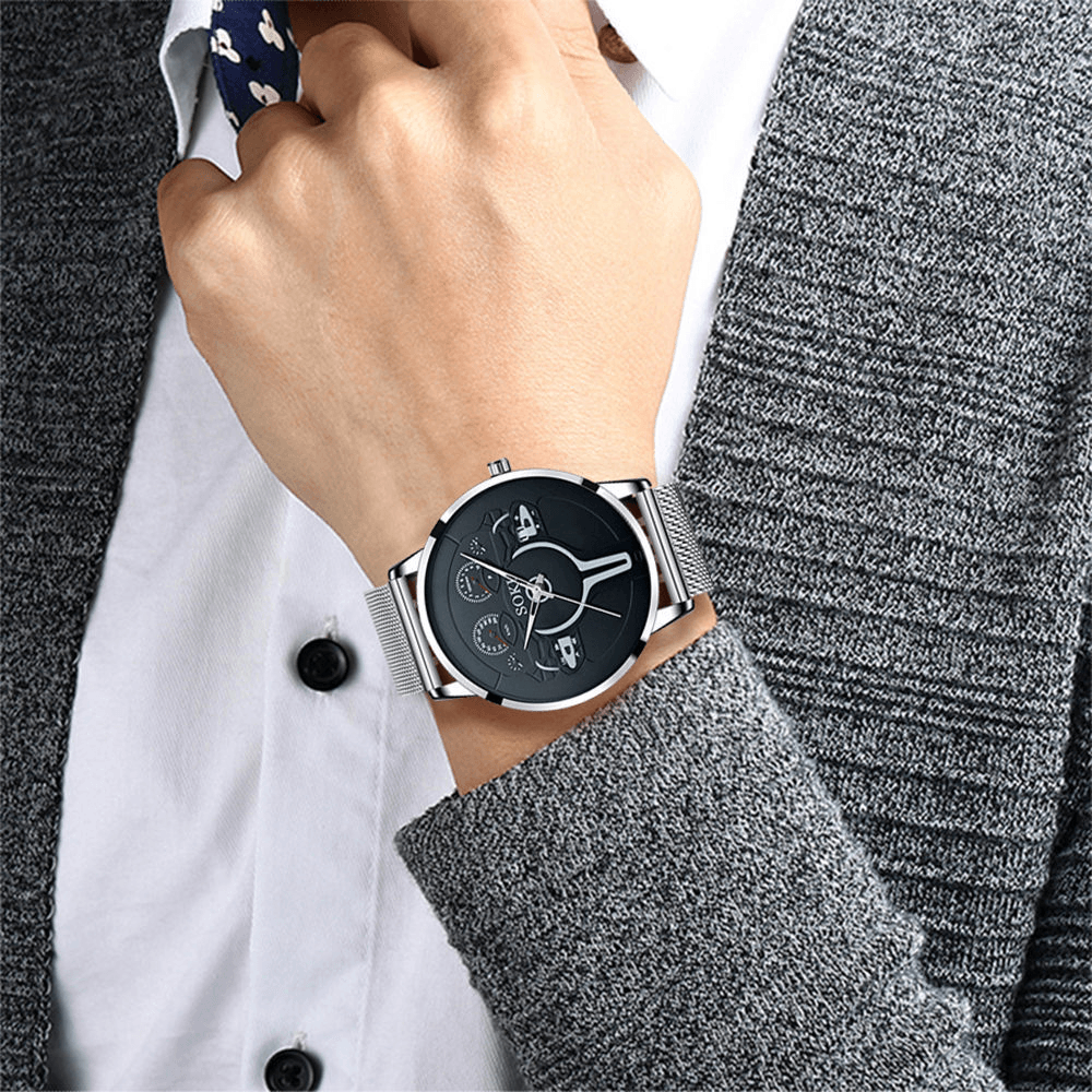 Fashion Casual Alloy Men Business Watch Decorated Pointer Calendar Quartz Watch - MRSLM