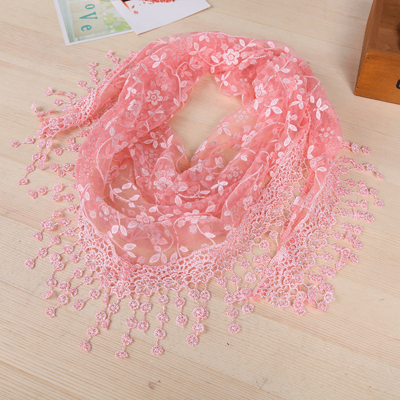 Women's lace fringed scarf, view 18 - MRSLM