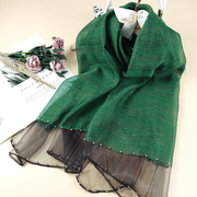 elegant pearl silk scarf shawl, view 7 - MRSLM