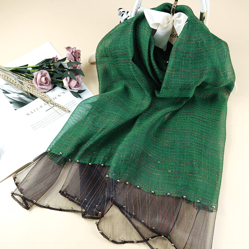 elegant pearl silk scarf shawl, view 7 - MRSLM