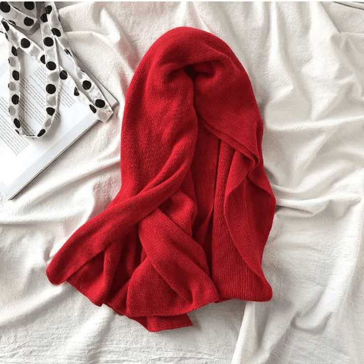 Pure Color Knitted Wool Scarf Women Autumn and Winter - MRSLM