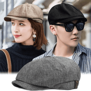 Linen newsboy octagonal cap, view 2 - MRSLM
