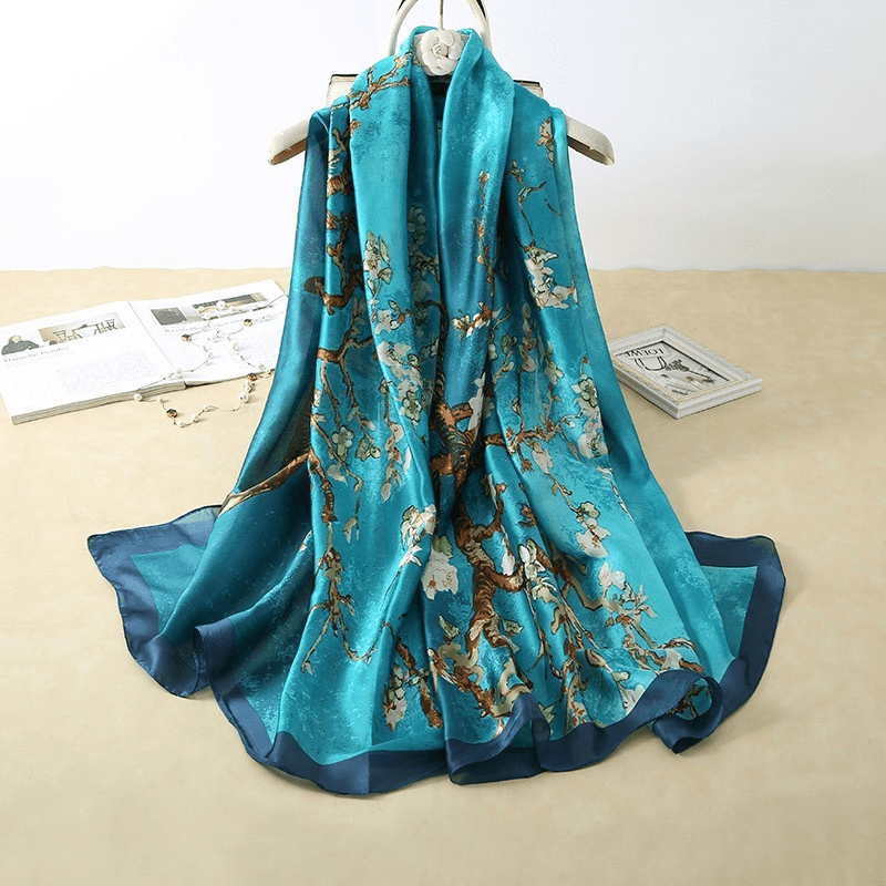 oil painting imitation silk print scarf - MRSLM
