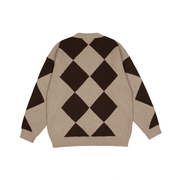 men's diamond jacquard round neck sweater, view 5 - MRSLM