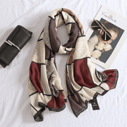 women's long check cotton linen scarf, view 2 - MRSLM