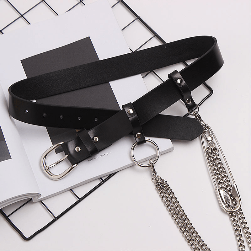 black chain belt with ring, view 5 - MRSLM