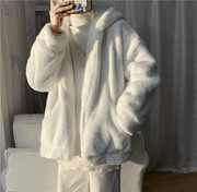 Plain white plus-velvet coat - MRSLM