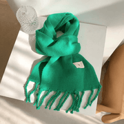 solid color tassel knitted scarf, view 13 - MRSLM