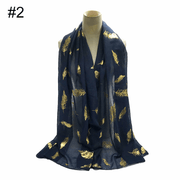 gold leaf print scarf turban shawl, view 4 - MRSLM