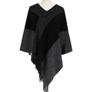 Knitted tassel shawl cape, view 3 - MRSLM