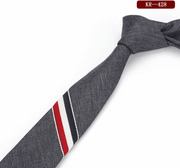 super narrow striped cotton tie, view 6 - MRSLM