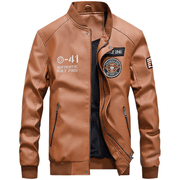 men's pu leather baseball jacket, view 3 - MRSLM