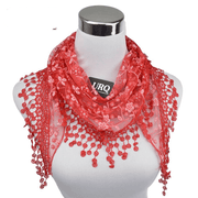 small floral velvet triangle scarf, view 3 - MRSLM
