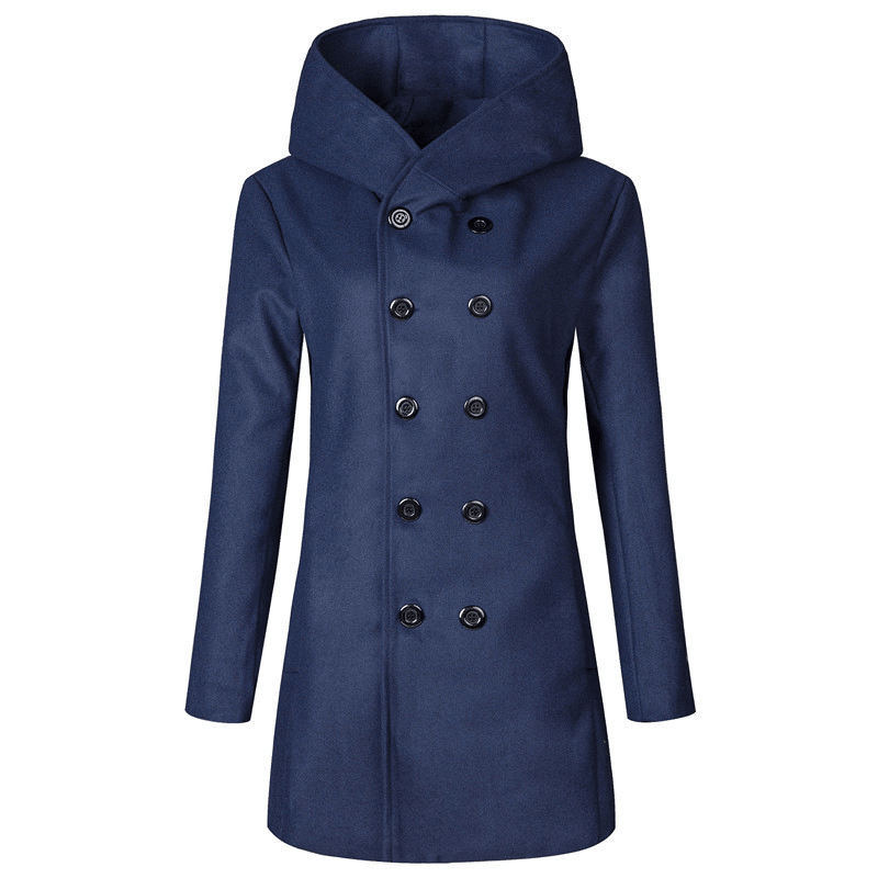 Men's slim-fit hooded woolen coat, view 5 - MRSLM