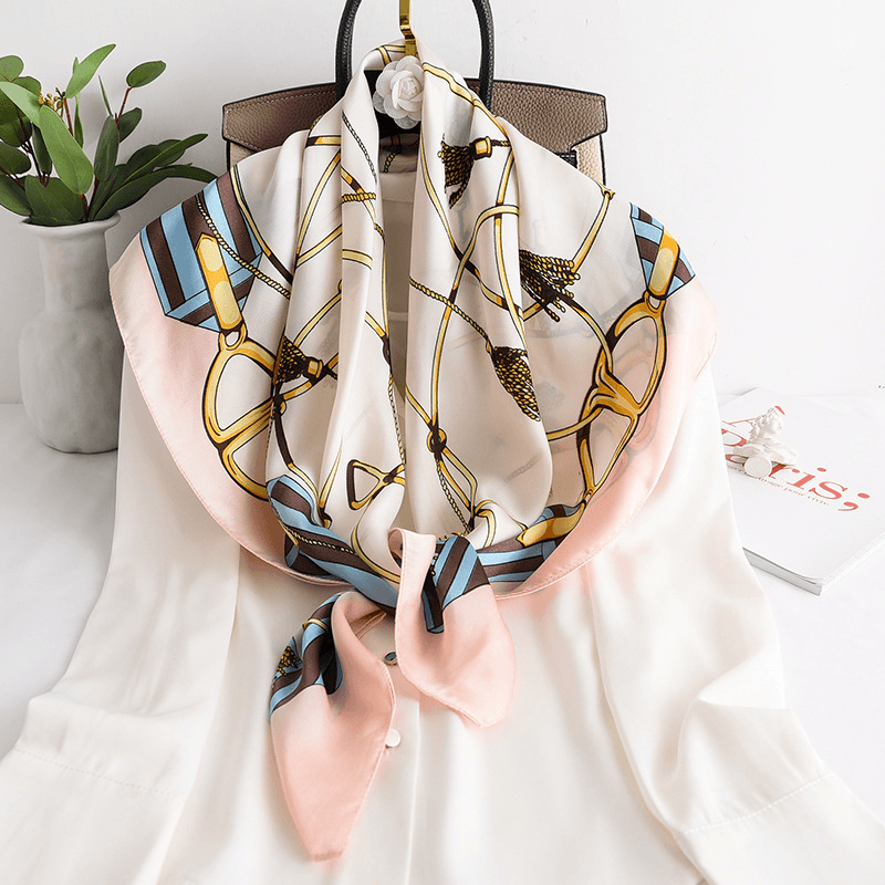 women's imitation silk chain square scarf, view 5 - MRSLM