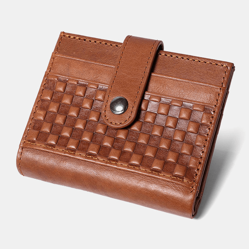 Men Genuine Leather Embossed Retro Business Multi-Slot Leather Card Holder Wallet - MRSLM