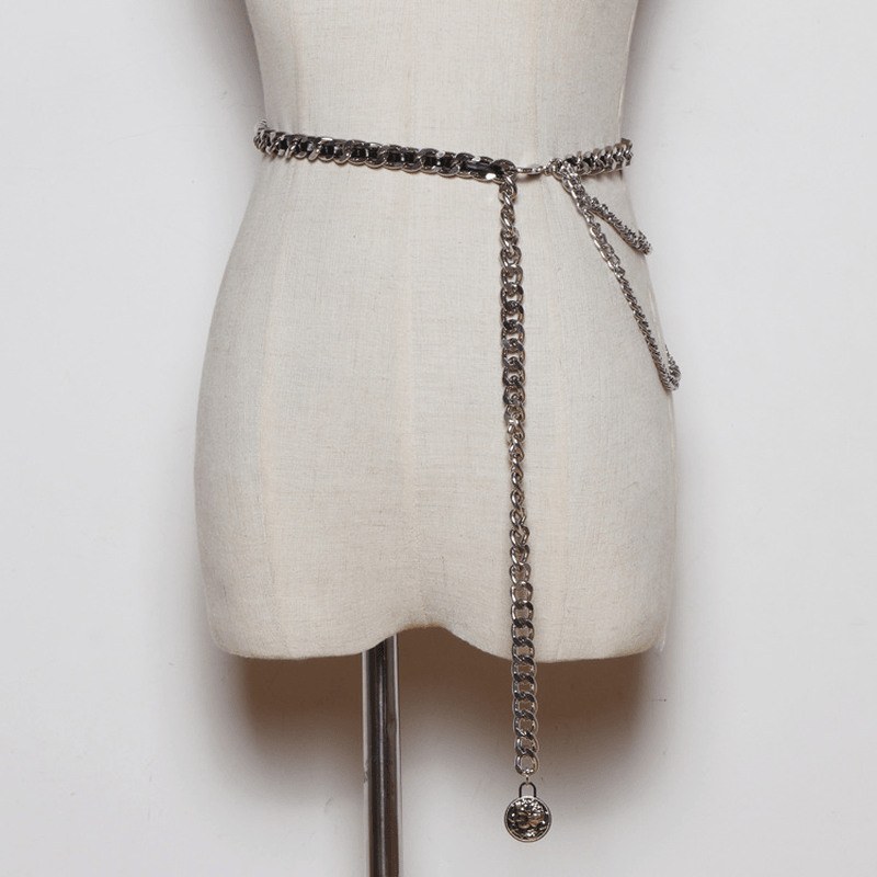 women's braided metal waist chain, view 3 - MRSLM