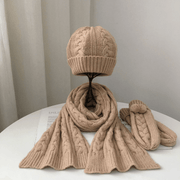 parent-child warm wool hat scarf glove set, view 12 - MRSLM