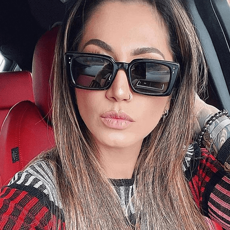 women's bright black square sunglasses, view 9 - MRSLM