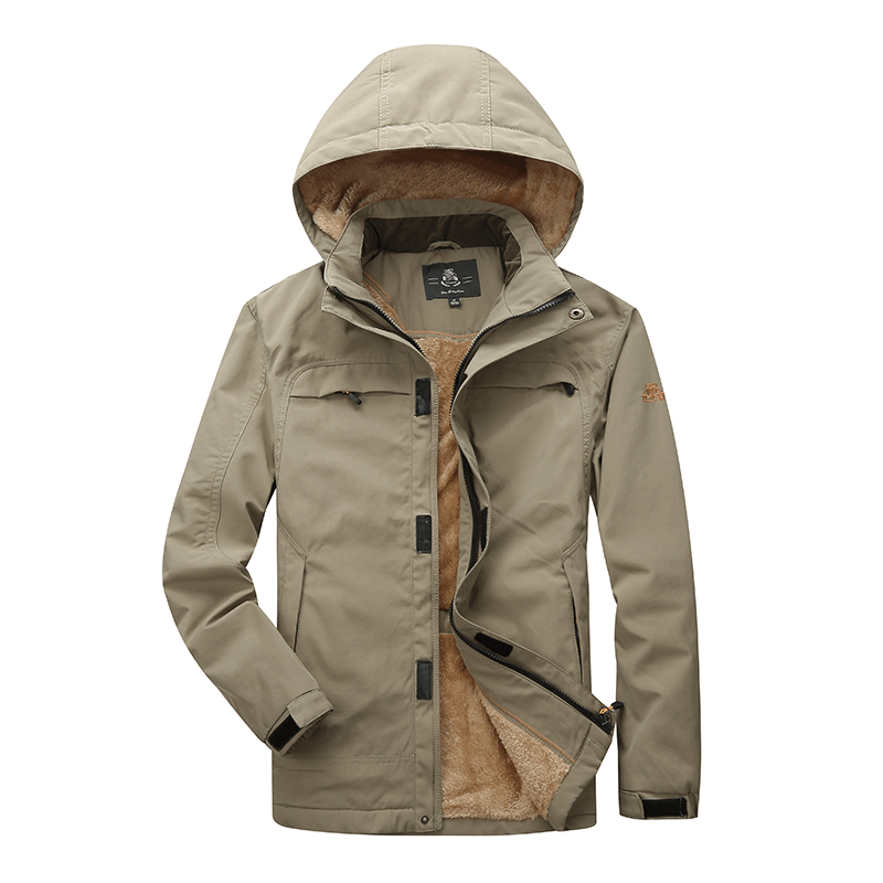 Winter plus Velvet Thick Loose Men's Multi-Pocket Jacket