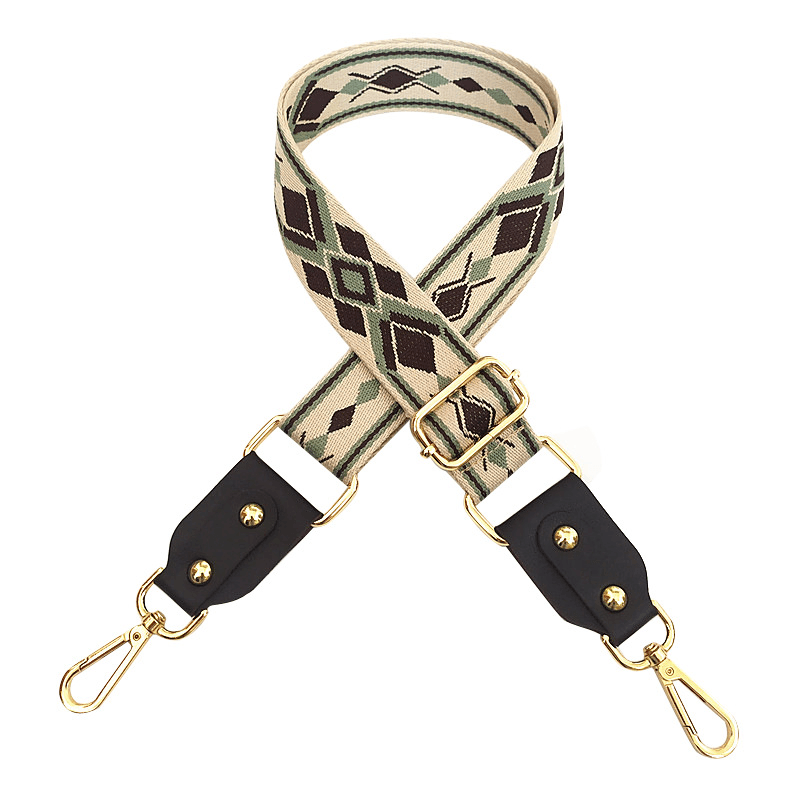 adjustable jacquard bag strap with leather, view 12 - MRSLM