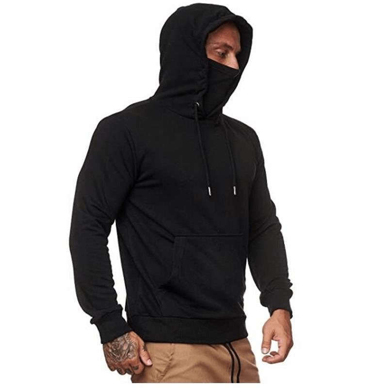 Men's Solid Color plus Fleece Hoodie Sweatshirt