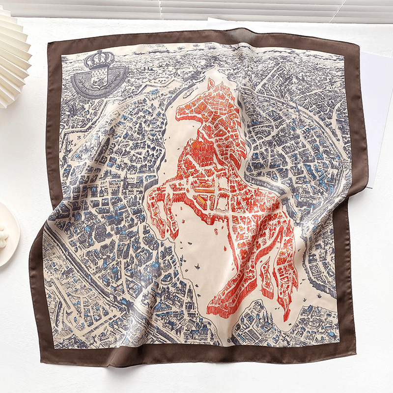 women's printed square scarf, view 14 - MRSLM