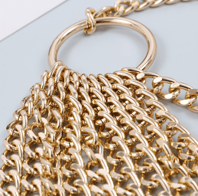 multi-level gold metal waist chain belt, view 3 - MRSLM