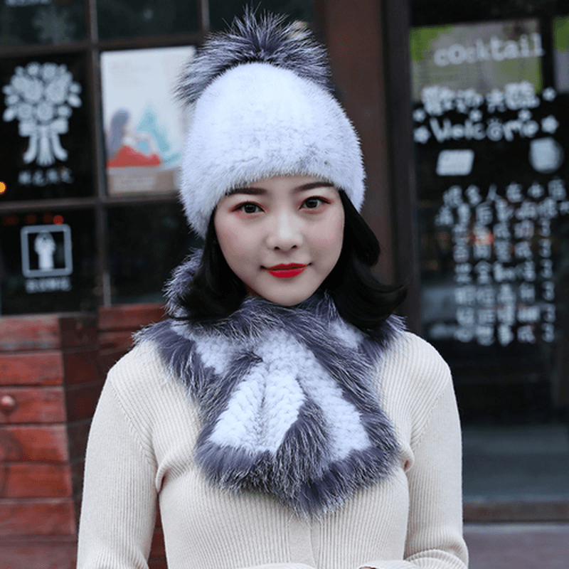 women's fur hat and scarf set, view 5 - MRSLM